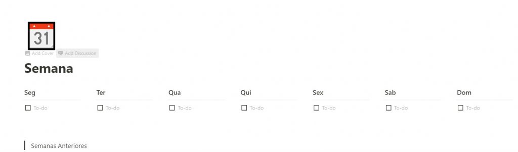 Planejamento semanal com o notion