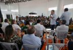 O governador Mauro Mendes, durante o evento no Araguaia