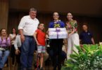 Prefeito de Barra do Garças Dr Adilson Macedo, paratleta de Jiu-jítsu Davizinho, primeira-dama de MT Virginia Mendes, e primeira-dama Leila Batista.
