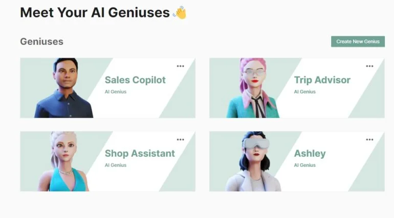 Comece com um MindOS Genius pré-construído ou crie o seu próprio. Imagem: Captura de tela do MindOS.
