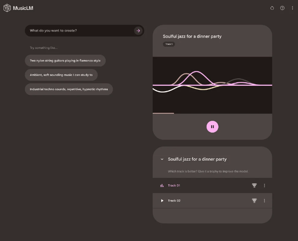 interface do MusicLM