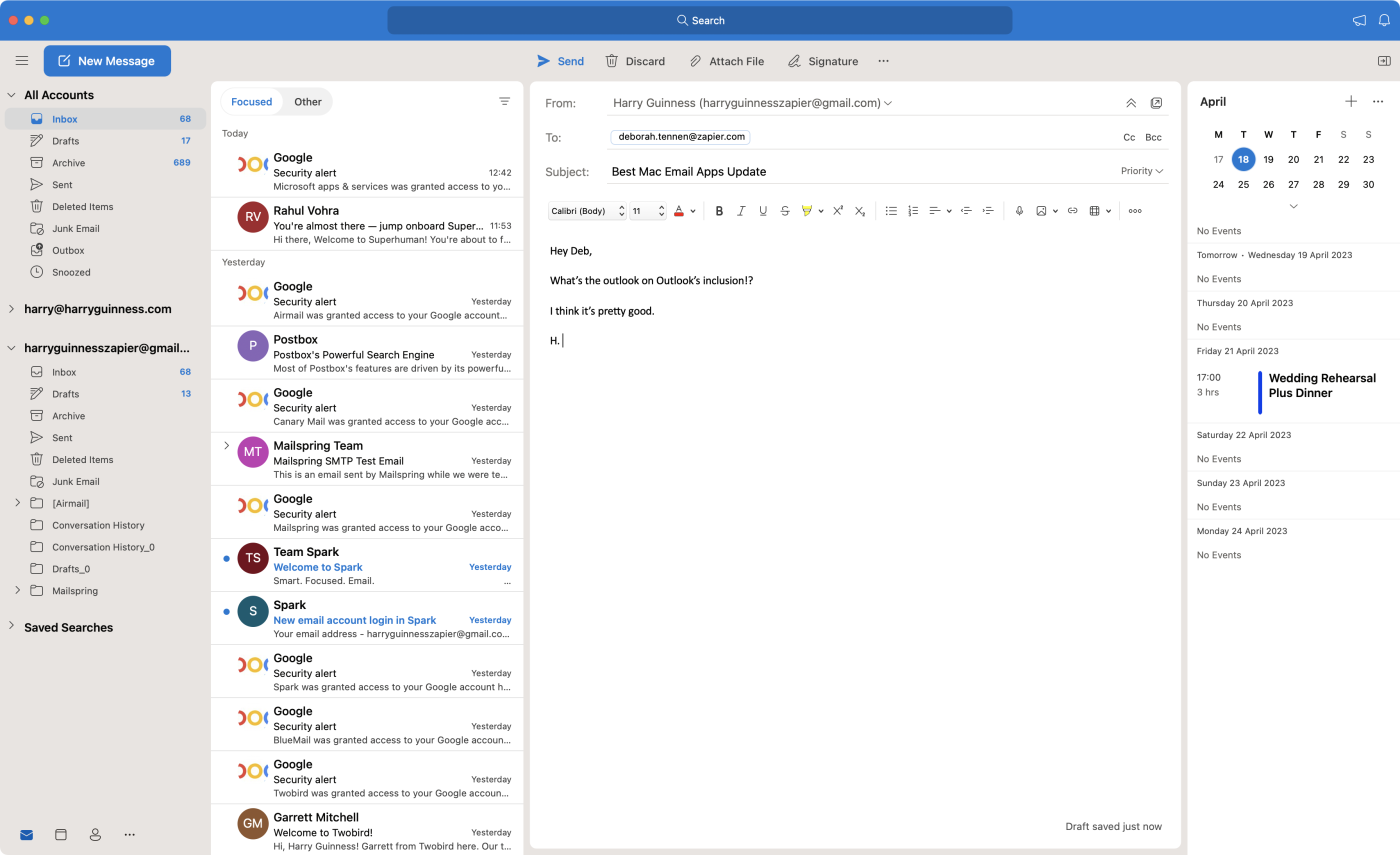 Outlook1-1 Outlook, a nossa escolha para a melhor alternativa do Apple Mail para Mac