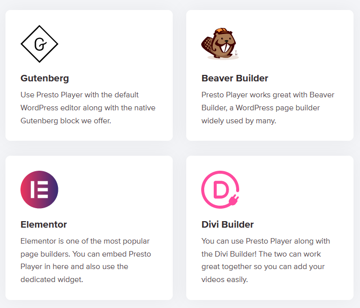 Page-Builders-1 construtores de páginas de revisão do presto player