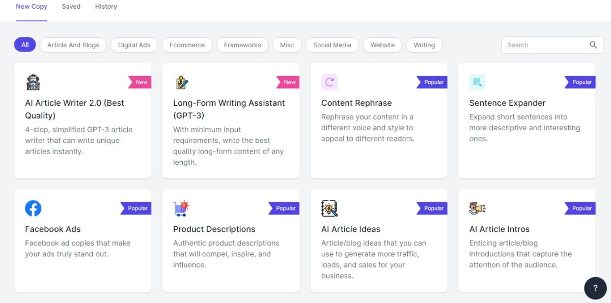 Writesonic-Features-1 Recursos do Writesonic