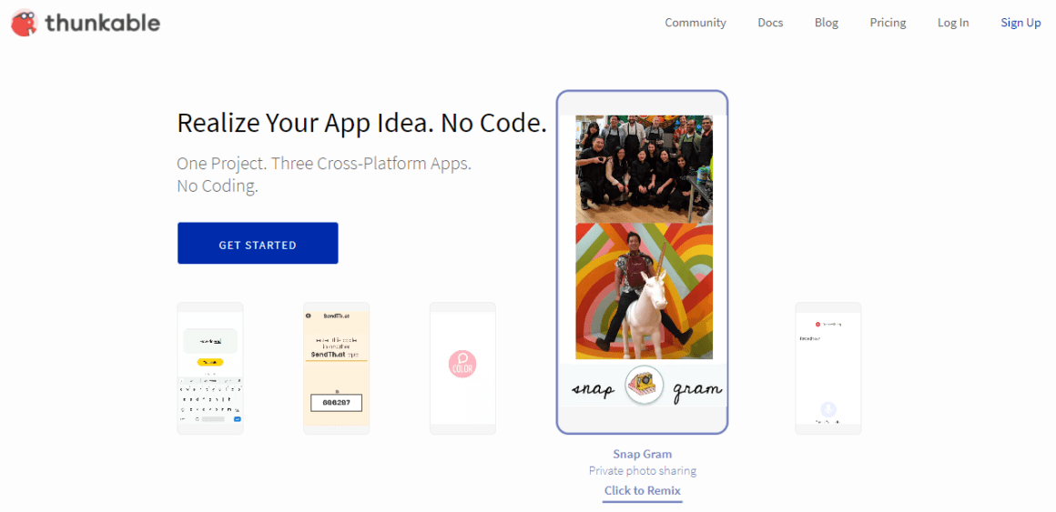 soluções nocode thunkable