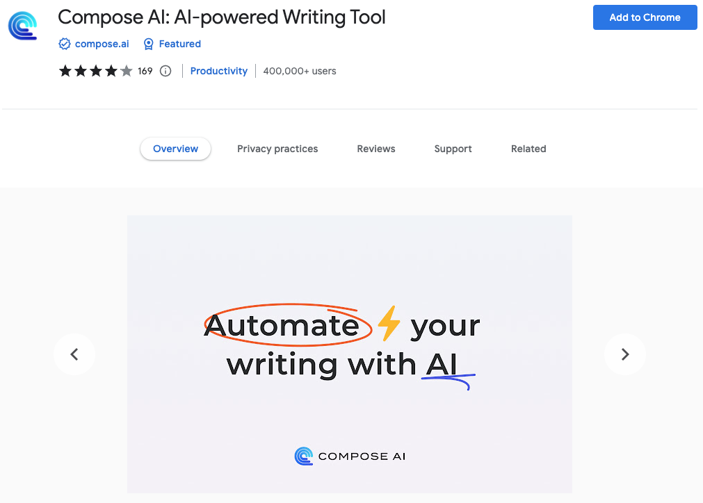Compose Melhores extensões do Chrome AI: Compor AI