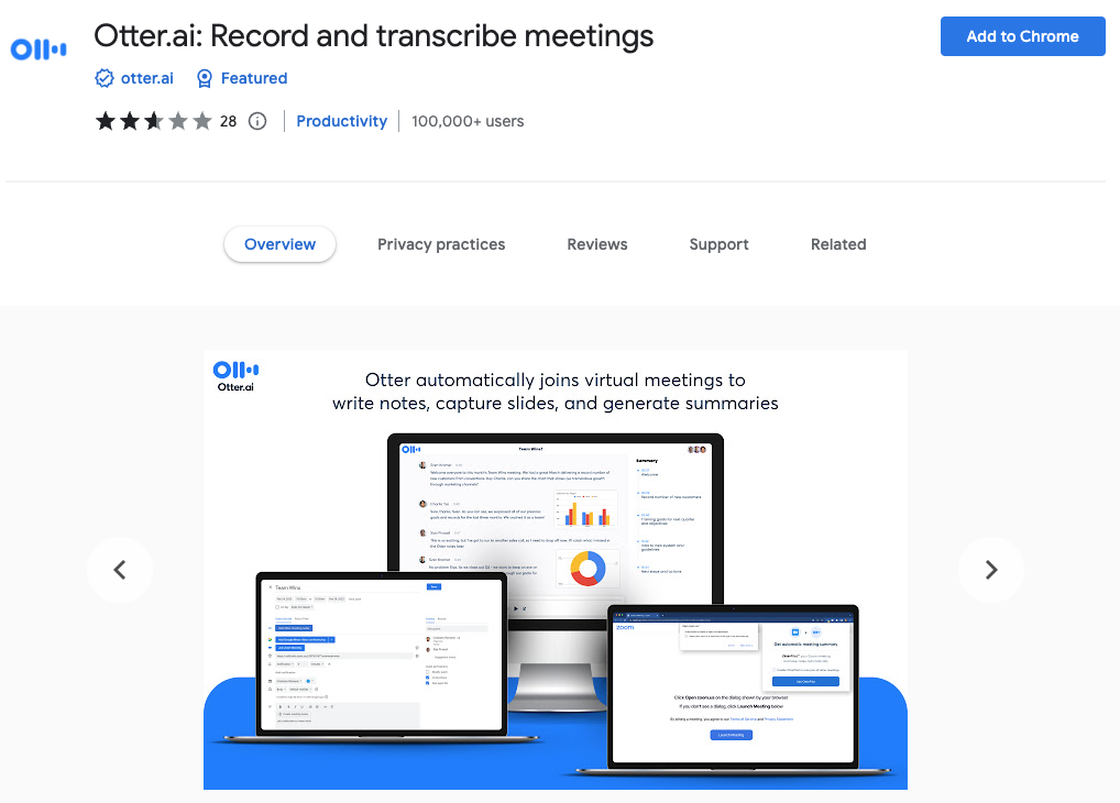 Otter Melhores extensões do AI Chrome: Otter:ai