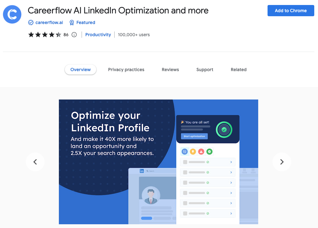 Careerflow Melhores extensões do Chrome AI: Careerflow