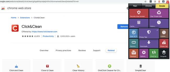 Click-And-Clean-Chrome-Extension Melhores extensões de segurança do Chrome: Click&Clean