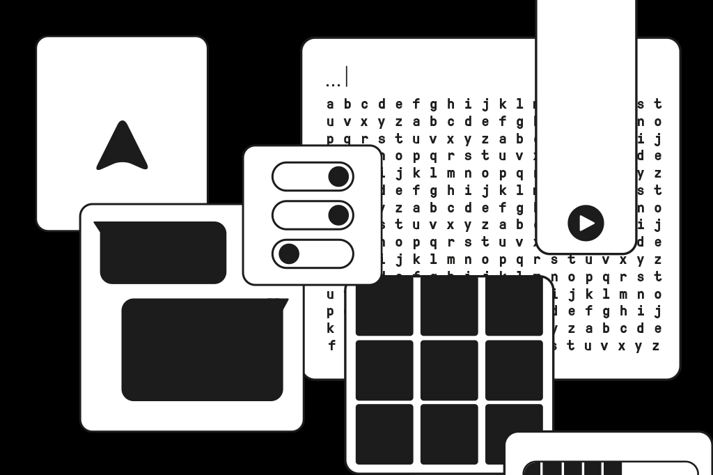 Imagem de uma série de caixinhas de mensagem, áudio, navegação todas sobrepostas e espalhadas de forma aleatória.