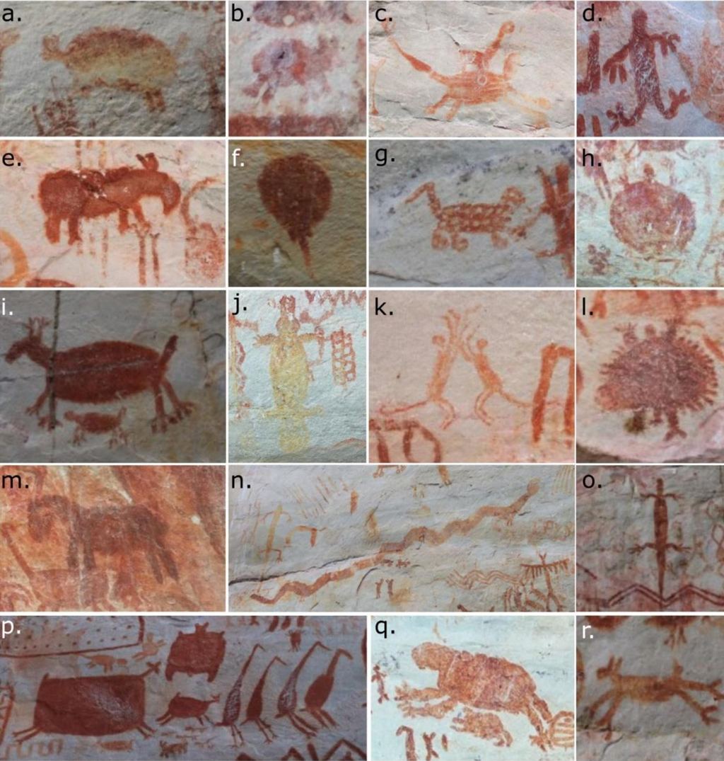 1208-Arte-Rupestre-Super-Site(3) Montagem de diferentes pinturas rupestres.