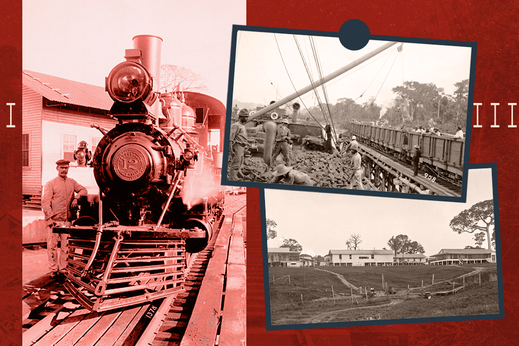 Acima: Desembarque de mercadorias e animais no cais de Porto Velho. Abaixo: Vista panorâmica da região do Hospital Candelária, entre Santo Antônio e Porto Velho. Ao fundo: Maquinista junto a locomotiva Baldwin deixada na Vila Santo Antônio.