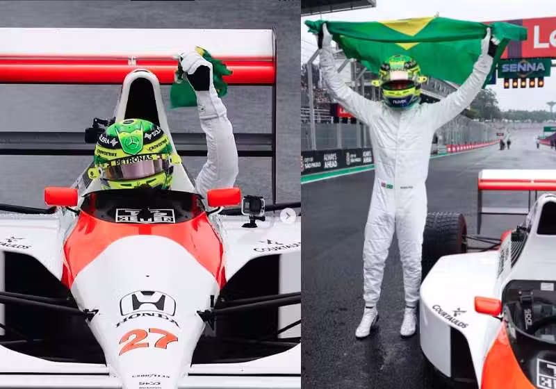 Hamilton-Senna-Capa-1-1 Foi de arrepiar. Lewis Hamilton pilota a McLaren de Ayrton Senna, no GP São Paulo de F1 e emociona o público. Levantou a Bandeira do Brasil. - Fotos: Instagram @lewishamilton