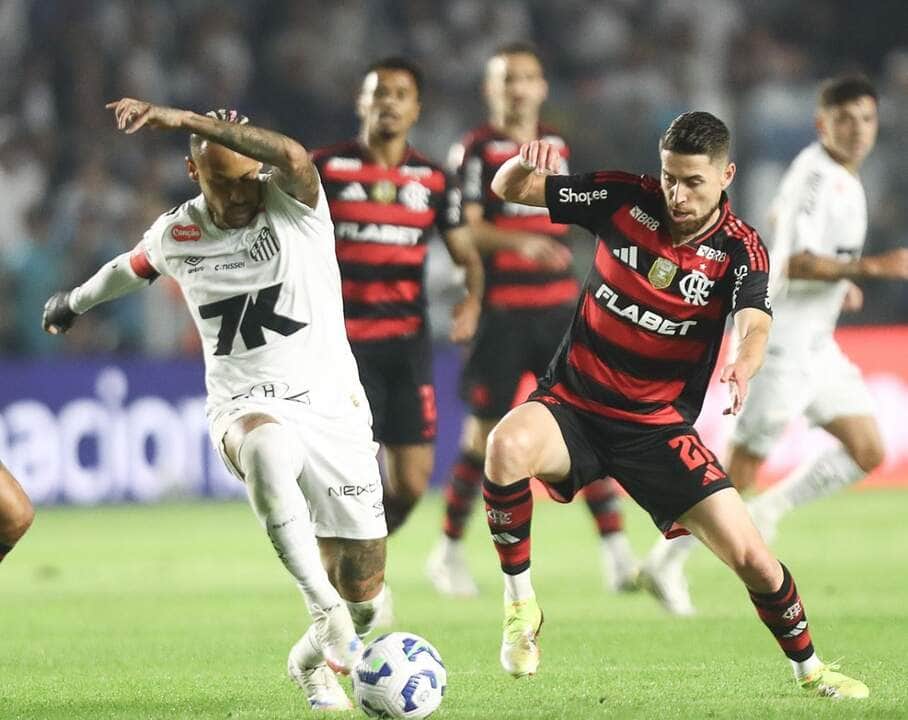 Lance de Santos x Flamengo. Imagem: Divulgação Flamengo