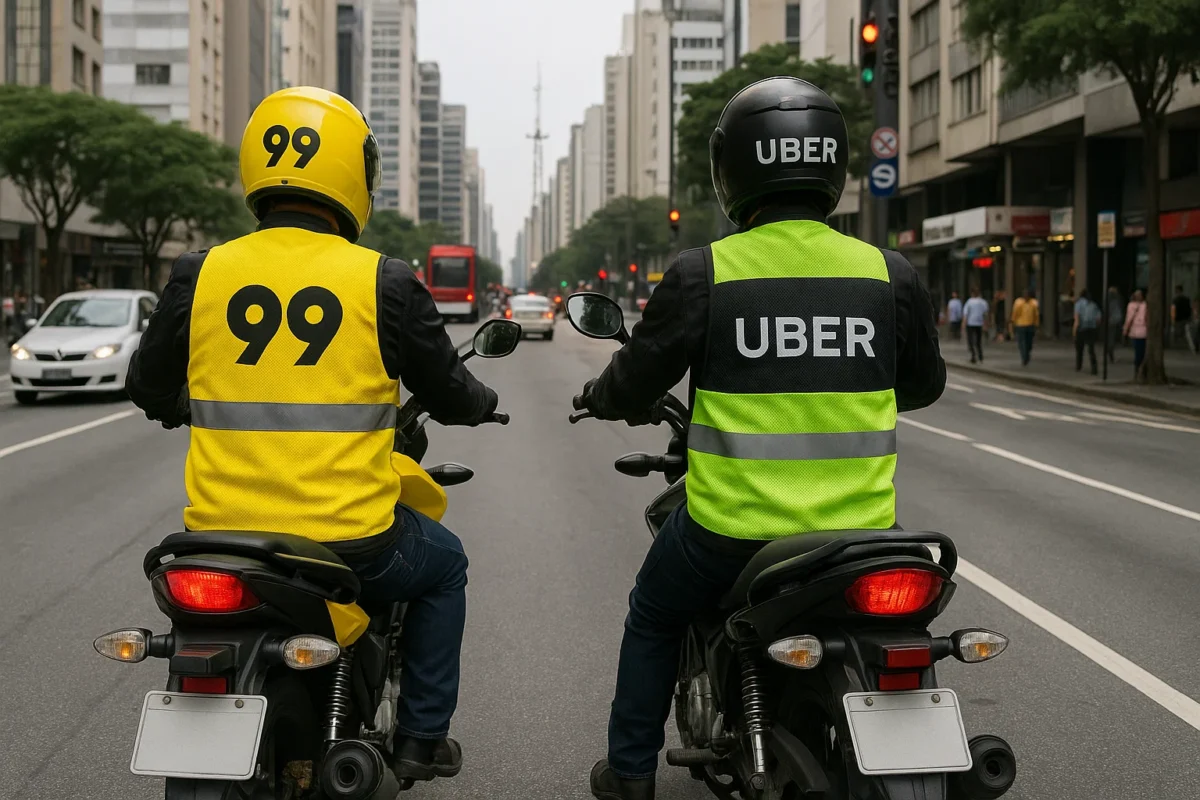 1_Uber-E-99 TJ-SP derruba proibição de mototáxi em São Paulo e favorece Uber e 99 - Imagem gerada por I.A