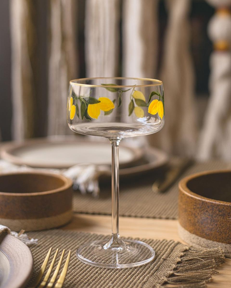 taça coupe com desenhos de limão siciliano