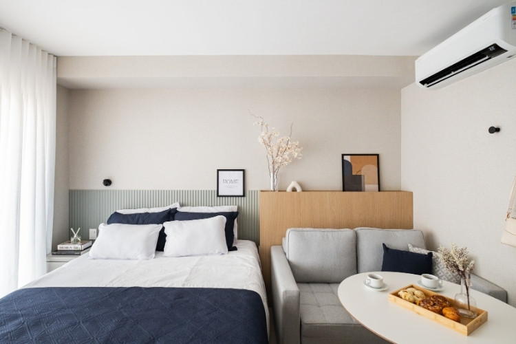 Foto de sala e quarto decorados de studio de 24 m²