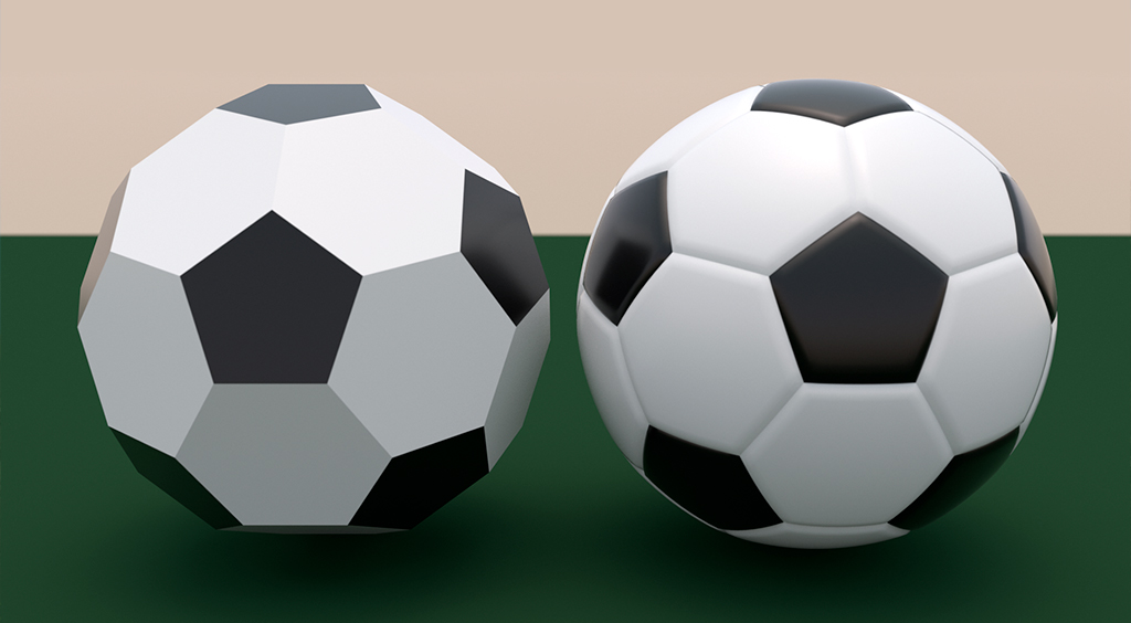 0810-Copa-Layout_Site2 Imagem de uma bola de futebol com padrão Telstar (à direita) com um icosaedro truncado regular (à esquerda)