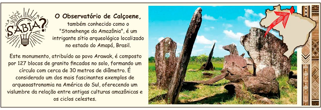0509–Calendário-Celeste-Layout_Site1 Ilustração do Observatório de Calçoene, um dos mais impressionantes sítios de arqueoastronomia das Américas.