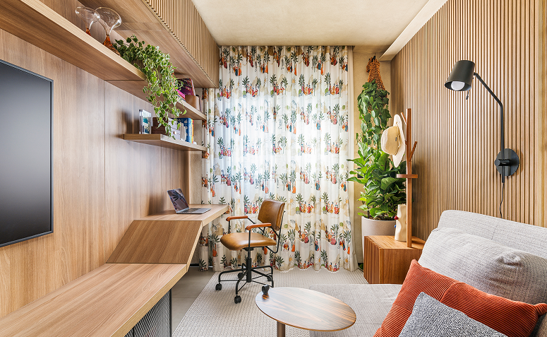 Móveis compactos e versáteis para home office na sala pequena