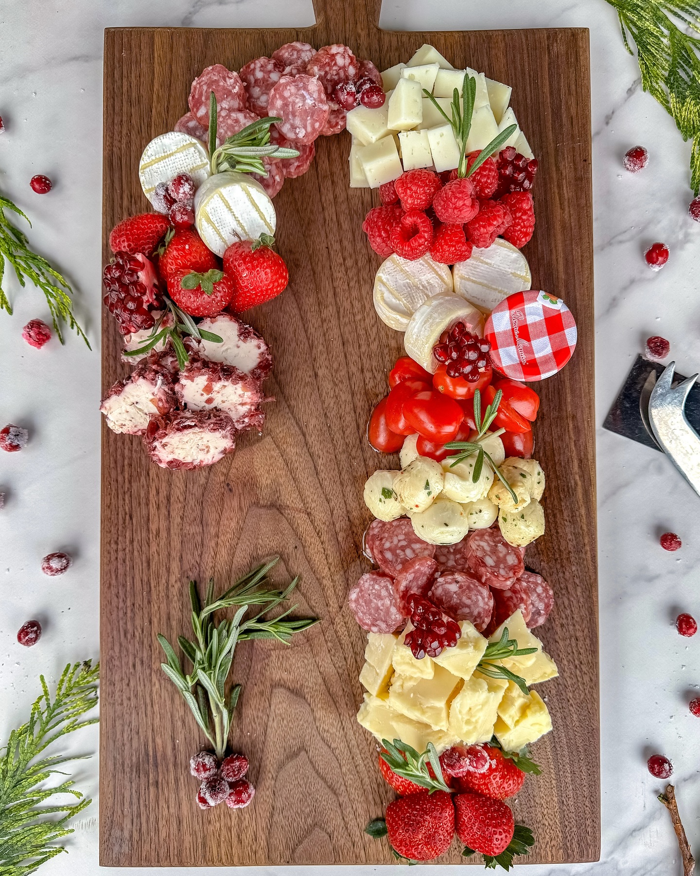 Petiscos de Natal para entrada em formato de bengala.
