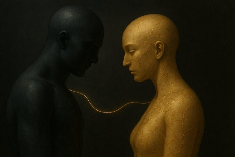 Desejo-1 Imagem de corpo em preto ligado a um corpo bege