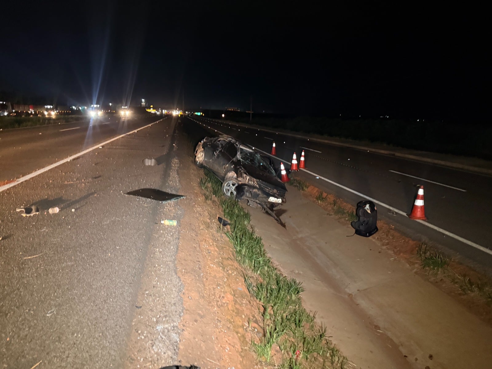 Acidente-B Motorista morre após capotamento na BR-163 em Nova Mutum