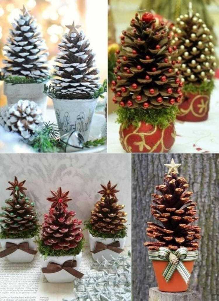 4_Arvore_De_Natal_Criativa Pinhas pintadas para o Natal