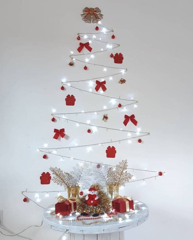 8_Arvore_De_Natal_Criativa pisca pisca na parede