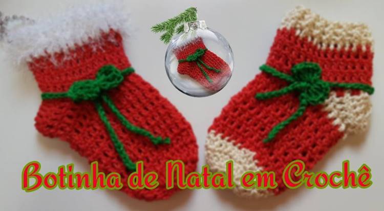 Botinha_De_Natal_Em_Croche Foto de meia natalina em crochê.
