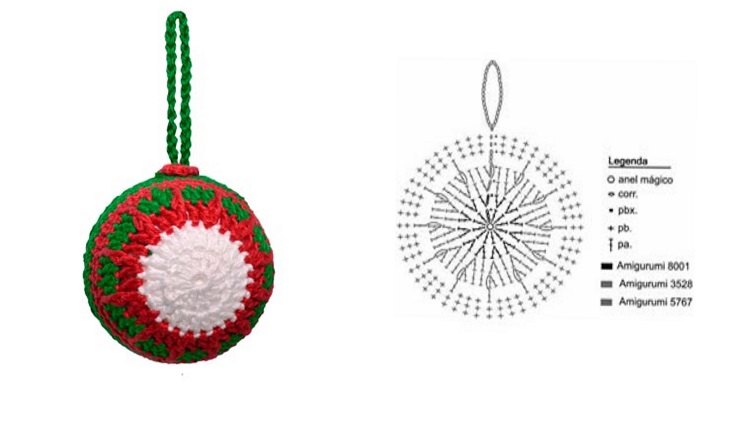 8-Bola-De-Natal bola de natal coberta com crochê