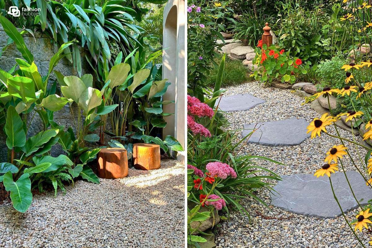 Pedras-Para-Jardim Duas fotos de jardim com pedras decorando