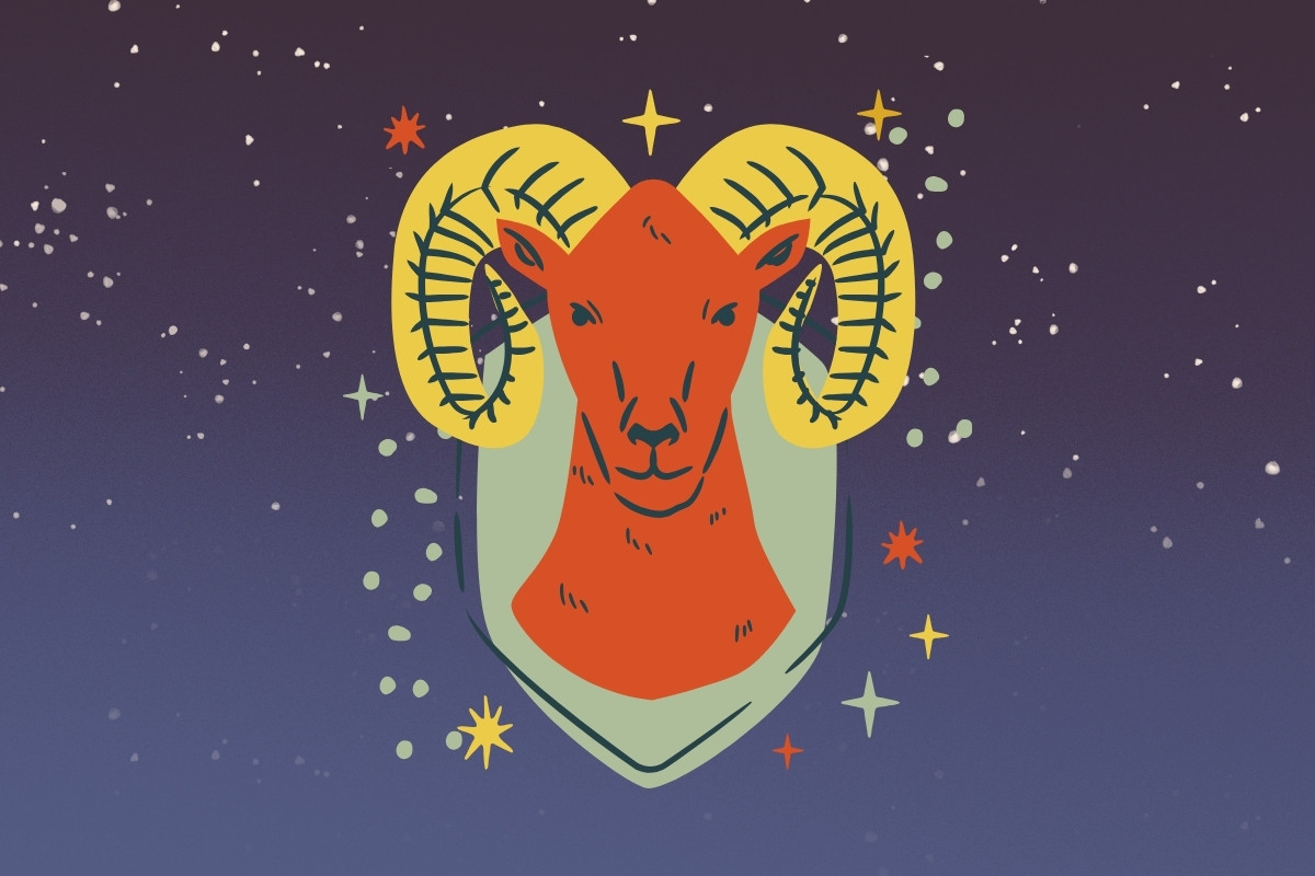 1-Aries-Capa-Horoscopo-Diario-2 Foto de céu azul-escuro estrelado com símbolo do signo de Áries, simbolizando horóscopo diário