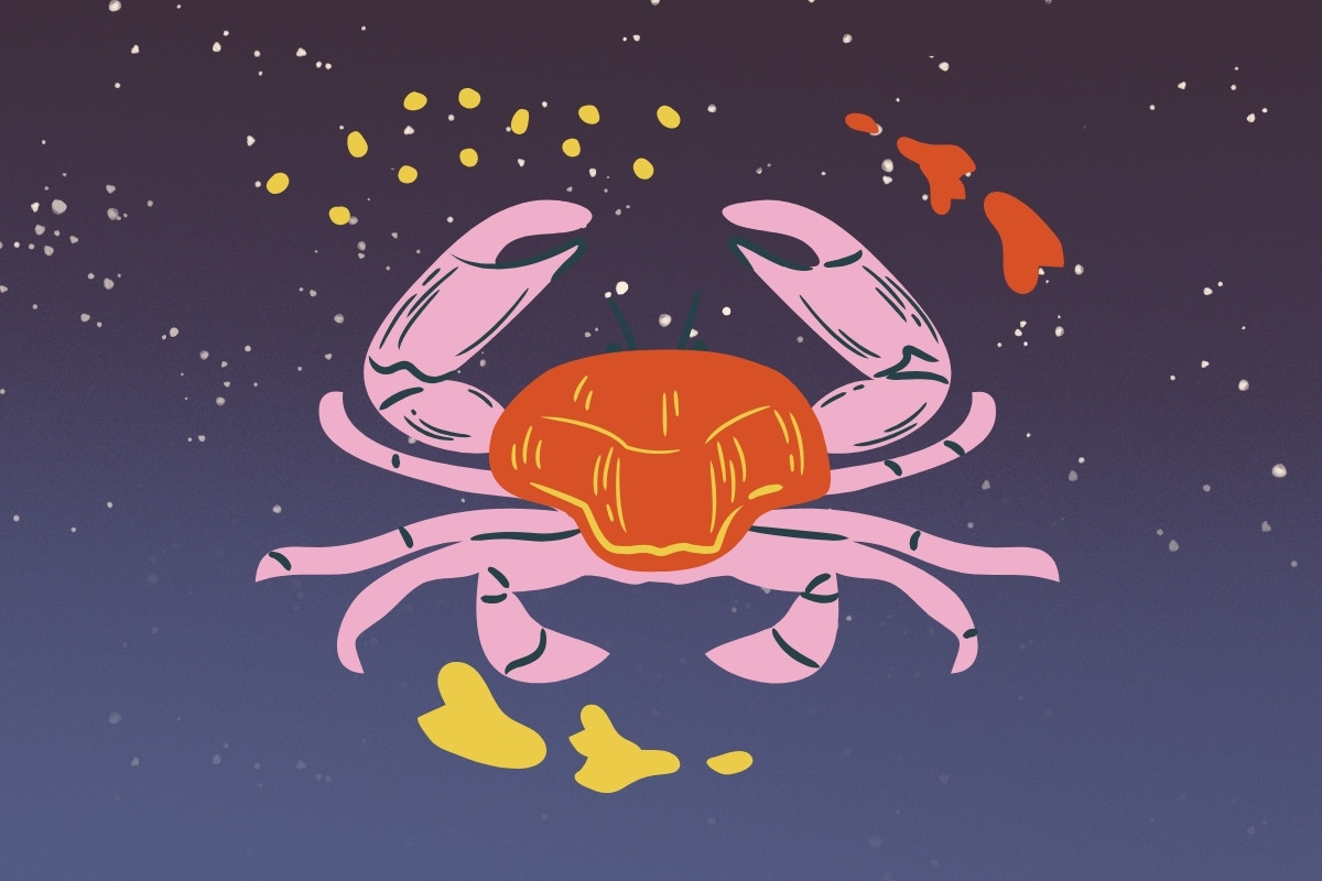 4-Cancer-Capa-Horoscopo-Diario-2 Foto de céu azul-escuro estrelado com símbolo do signo de Câncer, simbolizando horóscopo diário