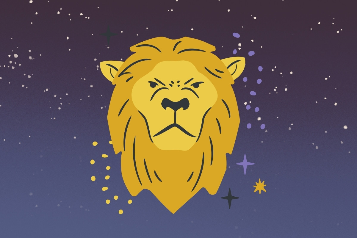 5-Leao-Capa-Horoscopo-Diario-2 Foto de céu azul-escuro estrelado com símbolo do signo de Leão, simbolizando horóscopo diário