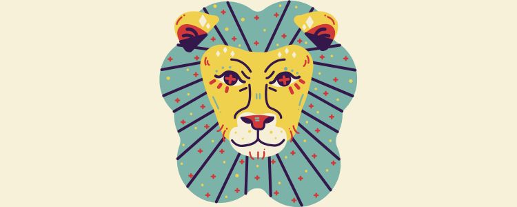 5-Leao-Horoscopo-Diario-1 Fundo bege com símbolo do signo de Leão com horóscopo de hoje