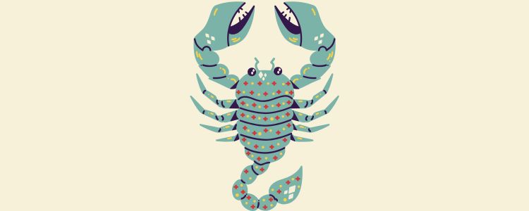 8-Escorpiao-Horoscopo-Diario-5 Fundo bege com símbolo do signo de Escorpião com horóscopo de hoje