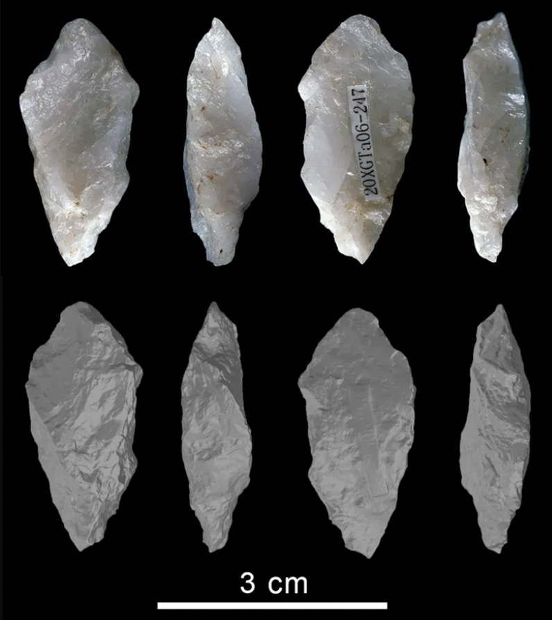 2001-Ferramentas-Layout_Site1 Fotografia das ferramentas de pedra datadas entre 160.000 e 72.000 anos atrás na China.