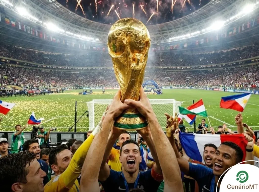 Taça da Copa do Mundo em evento oficial da Fifa.
