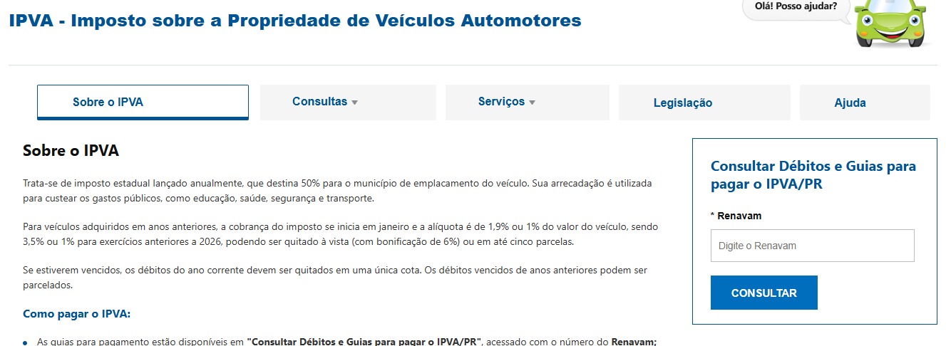 IPVA PR 2026; Vencimento IPVA