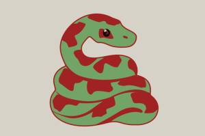 Ilustração, em fundo cinza, de uma cobra.