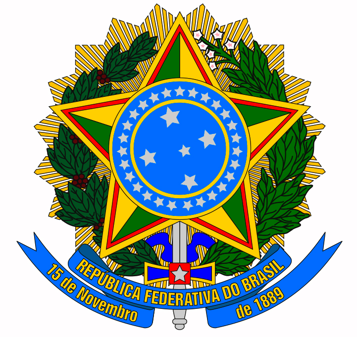Imagem do brasão das Armas Nacionais do Brasil.