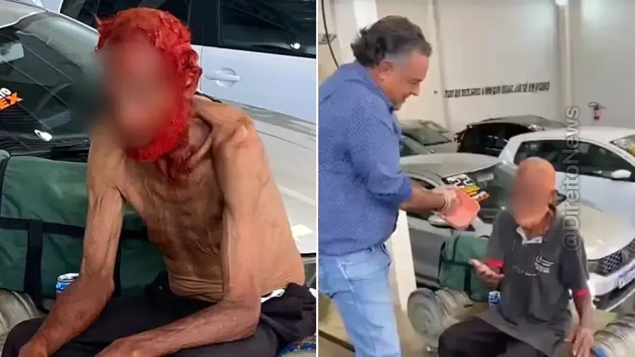 empresario gera revolta tingir vermelho cabelo barba idoso semteto troca doacoes video