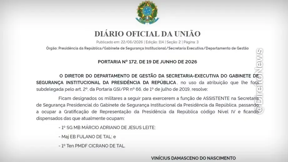 portaria orgao gsi designa major fulano tal tenente cicrano tal assistentes seguranca presidencial portaria orgao gsi designa major fulano tal tenente cicrano tal assistentes seguranca presidencial