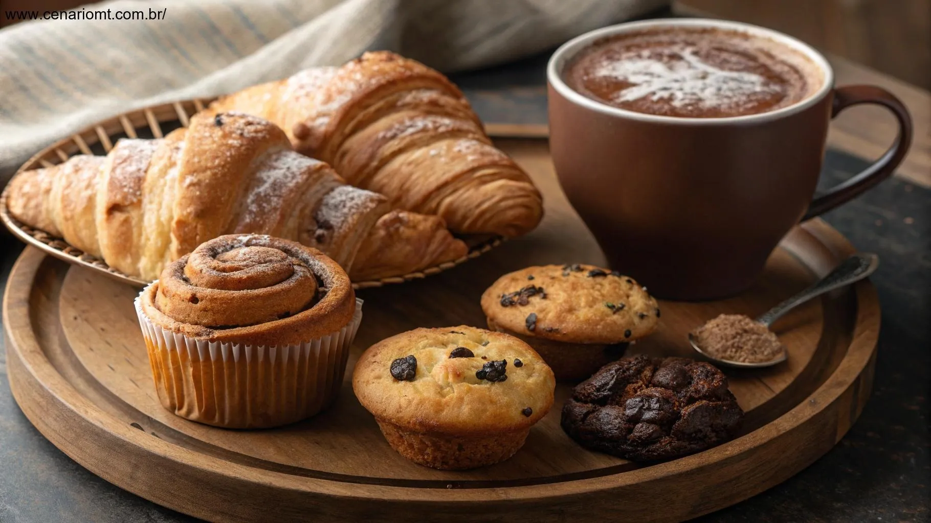 outras-receitas-para-acompanhar-seu-chocolate-quente-6230231 Seleção de doces como croissants, biscoitos e muffins, ao lado de uma xícara fumegante de chocolate quente, ideal para acompanhar