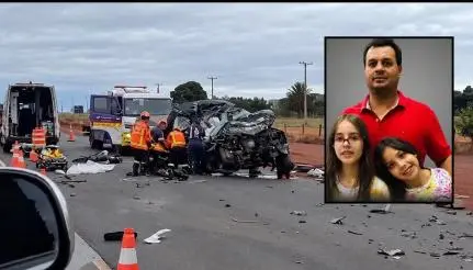 acidente Família de Mato Grosso seguia para Campo Grande quando caminhonete bateu de frente com uma carreta na BR-163, em São Gabriel do Oeste (MS).